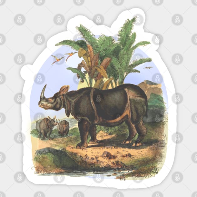Rhinoceros wildlife illustration Sticker by Biophilia